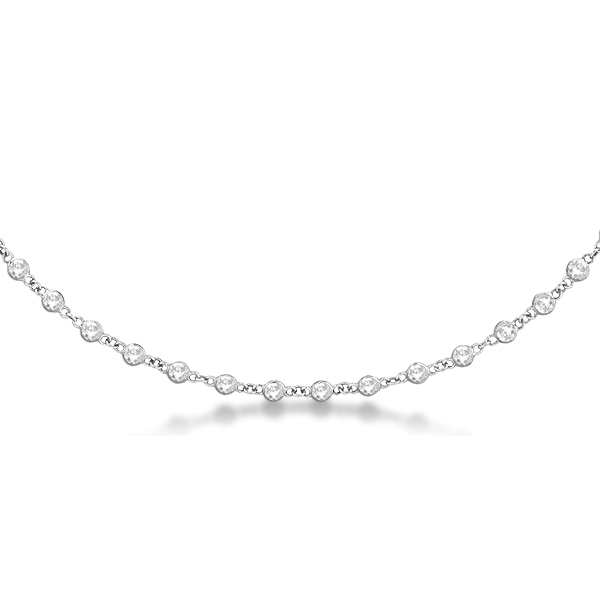 Lab Grown Diamond Station Eternity Necklace in 14k White Gold (5.25ct)