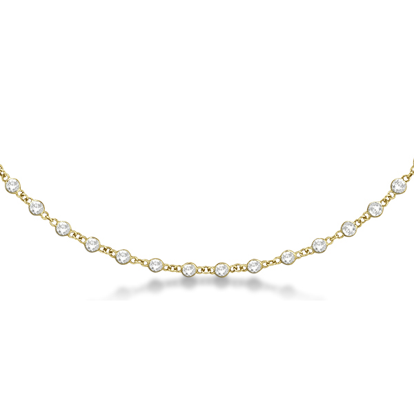 Lab Grown Diamond Station Eternity Necklace in 14k Yellow Gold (10.00ct)