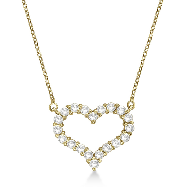 Open Heart Diamond Pendant Necklace 14k Yellow Gold (1.00ct)