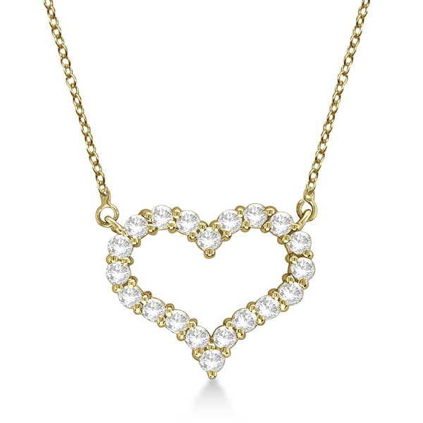 Open Heart Diamond Pendant Necklace 14k Yellow Gold (3.10ct)