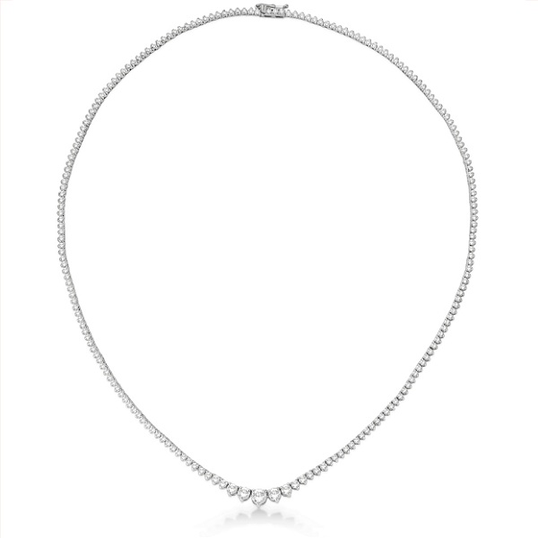 Graduated Eternity Lab Grown Diamond Tennis Necklace 14k White Gold (5.25ct)