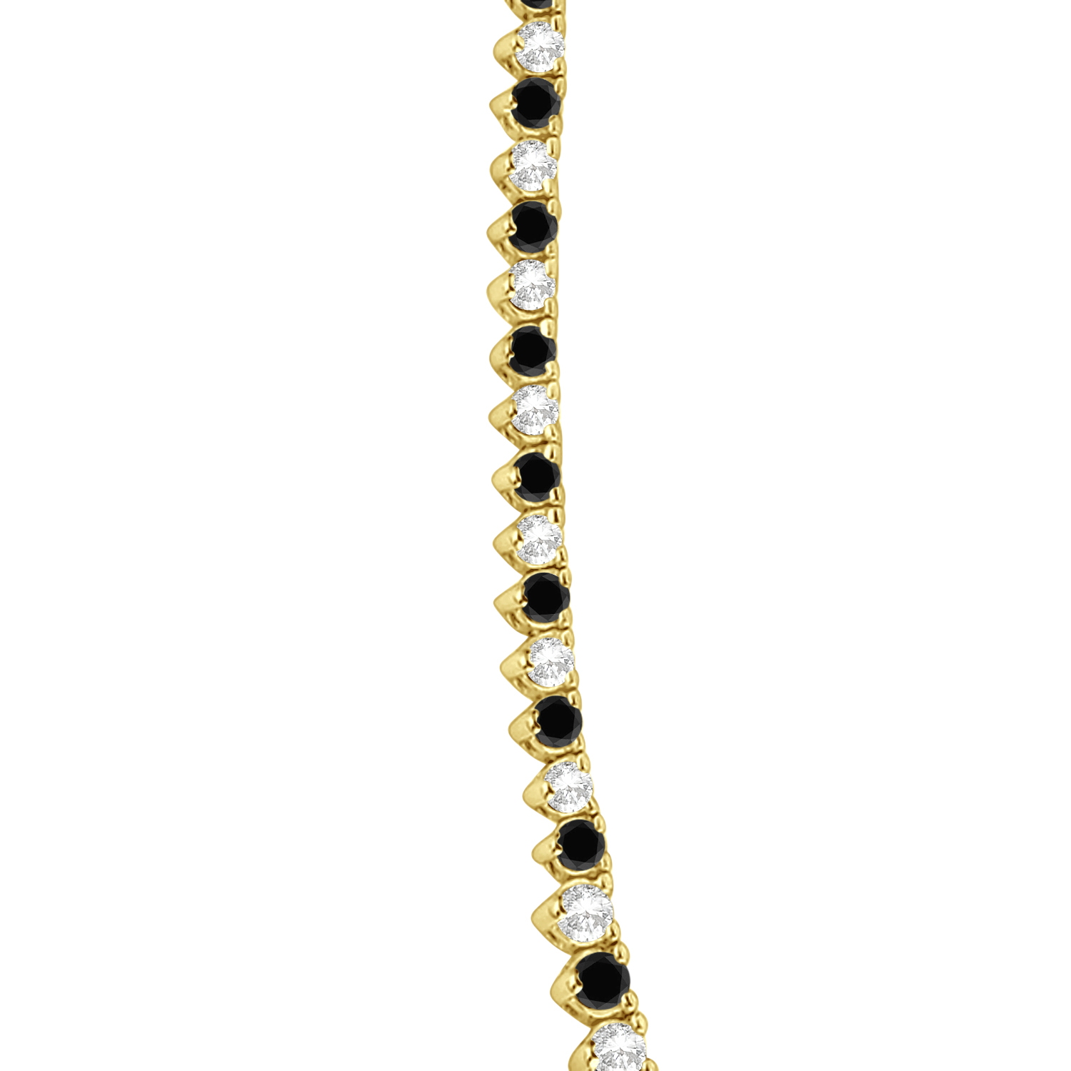 Graduated Eternity Black & Lab White Diamond Tennis Necklace 14k Yellow Gold (5.25ct)