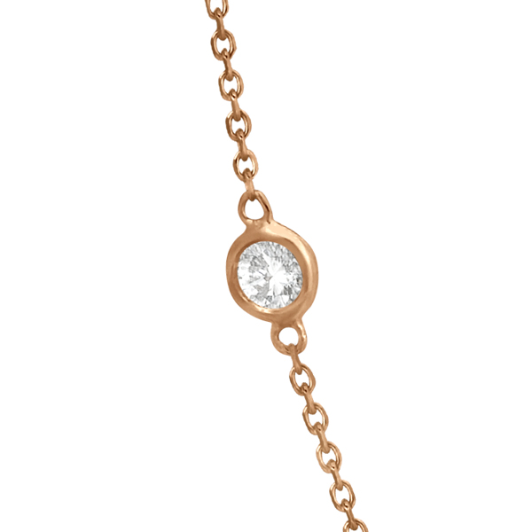 Diamond Station Necklace Bezel-Set 14K Rose Gold (0.15ct)