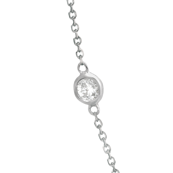 Lab Grown Diamond Station Necklace Bezel-Set 14K White Gold (1.00ct)