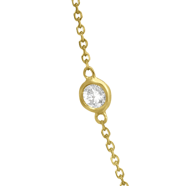 Diamond Station Three Stone Bezel-Set Necklace 14k Yellow Gold (0.75ct)