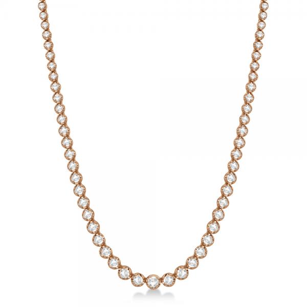 Eternity Diamond Tennis Necklace 14k Rose Gold (10.35ct)