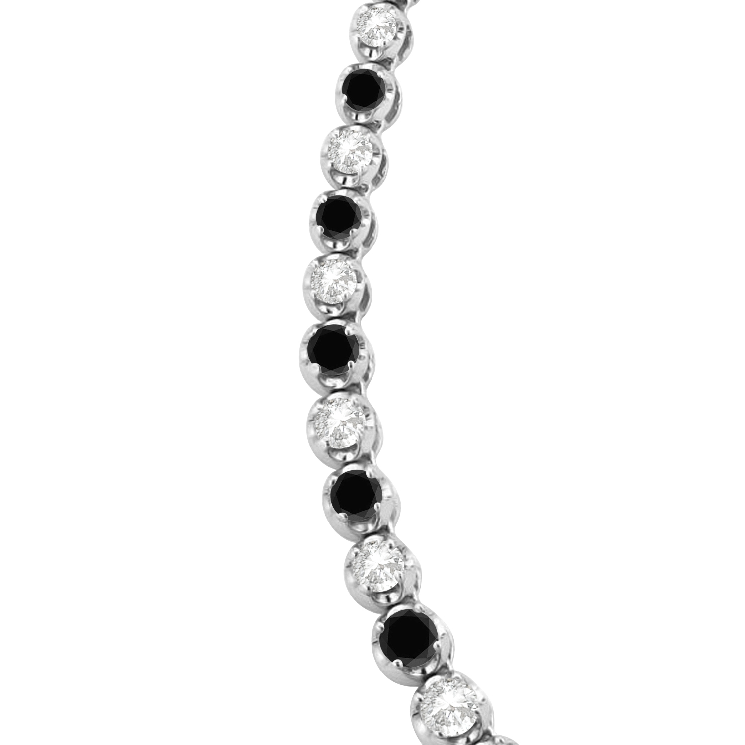 Eternity Black & White Diamond Tennis Necklace 14k White Gold (10.35ct)