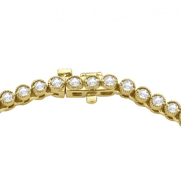 Milgrain Eternity Diamond Tennis Necklace 14k Yellow Gold (7.05ct)