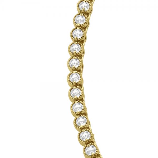 Milgrain Eternity Diamond Tennis Necklace 14k Yellow Gold (7.05ct)