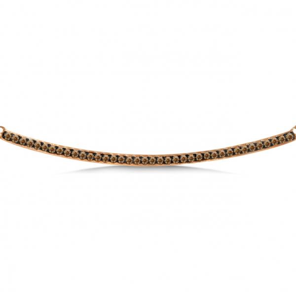 Horizontal Champagne Diamond Bar Necklace Set in 14k Rose Gold 0.40ct