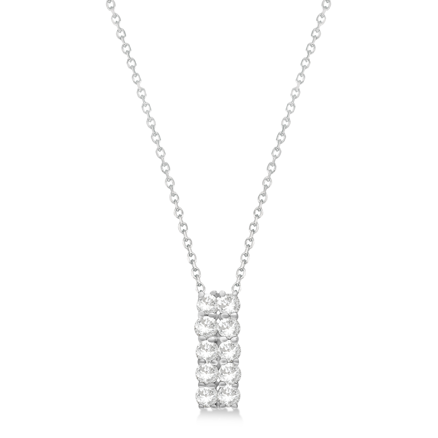 Double Row Diamond Drop Necklace 14k White Gold (1.01ct)