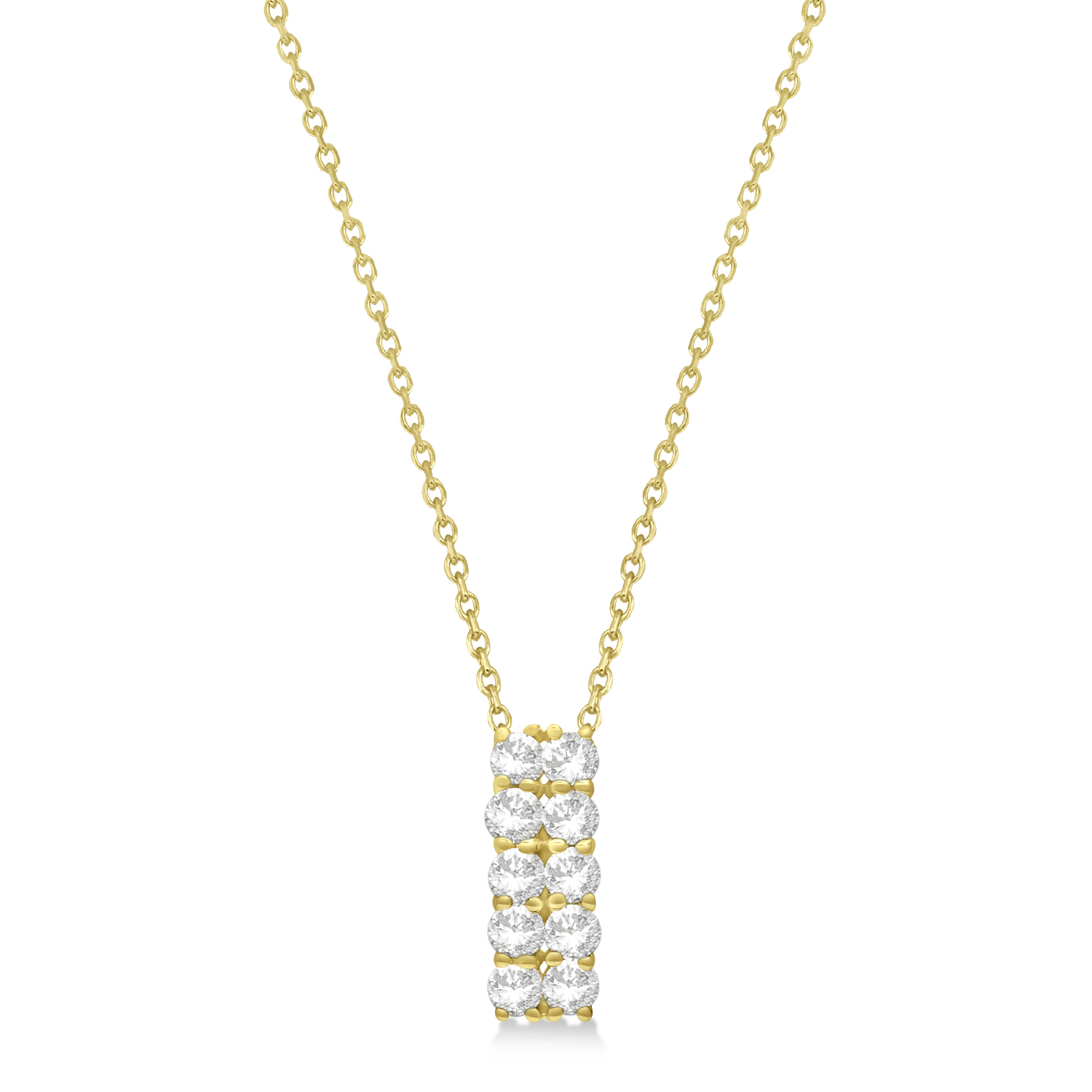 Double Row Diamond Drop Necklace 14k Yellow Gold (1.01ct)