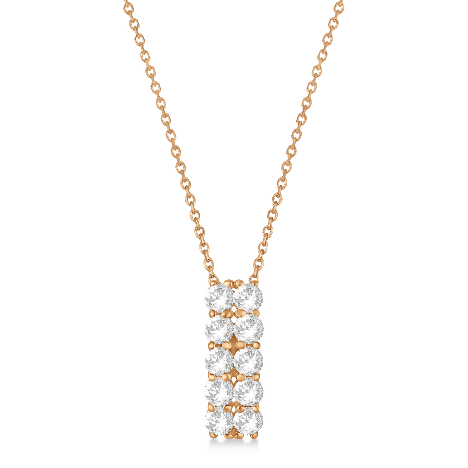 Double Row Diamond Drop Necklace 14k Rose Gold (2.00ct)