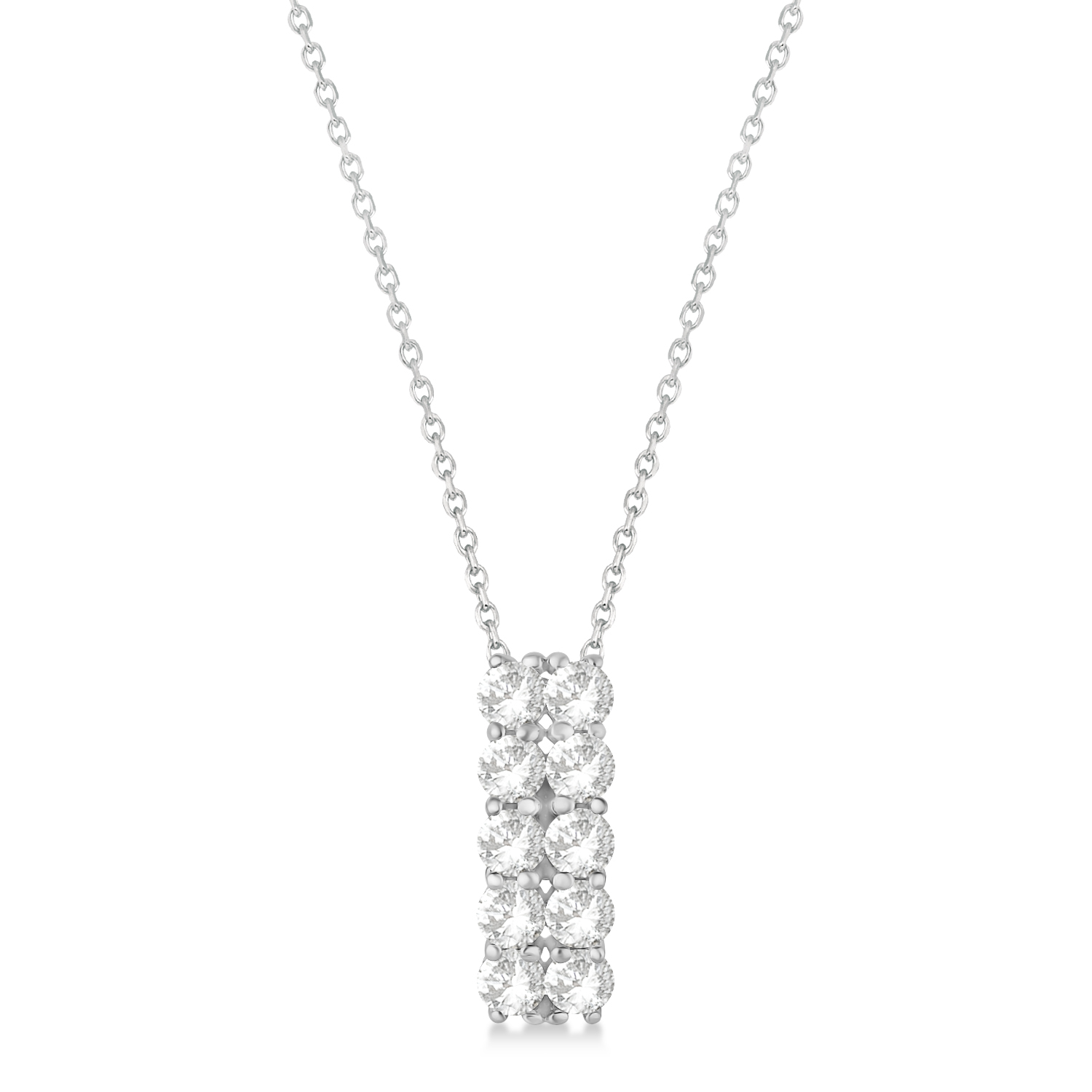 Double Row Diamond Drop Necklace 14k White Gold (2.00ct)