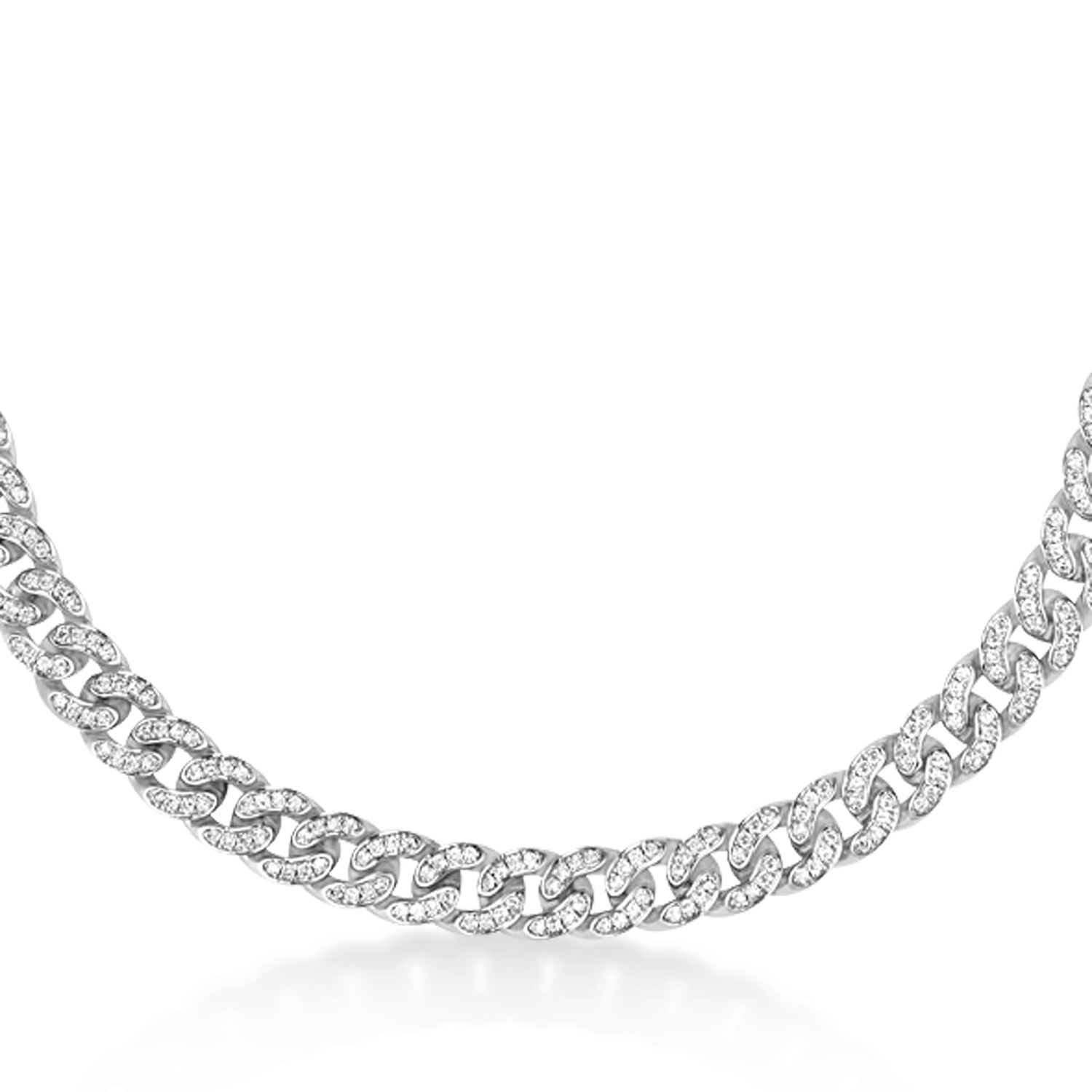 Diamond Miami Cuban Chain Necklace 14k White Gold (9.00ct)