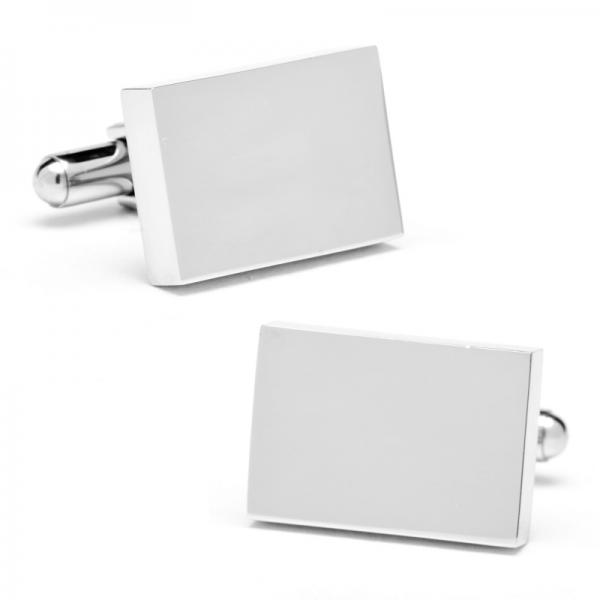 Block Style Rectangular Engravable Cufflinks in Stainless Steel