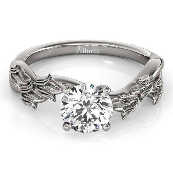Solitaire Tulip Vine Leaf Engagement Ring Setting Platinum