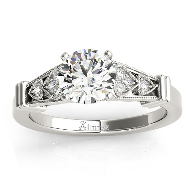 Diamond Heart Engagement Ring Vintage Style Palladium (0.10ct)