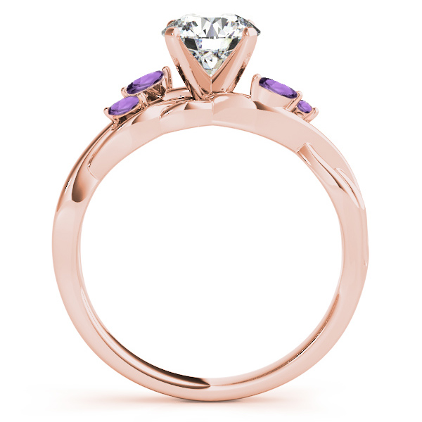 Twisted Round Amethysts Vine Leaf Engagement Ring 18k Rose Gold (1.00ct)