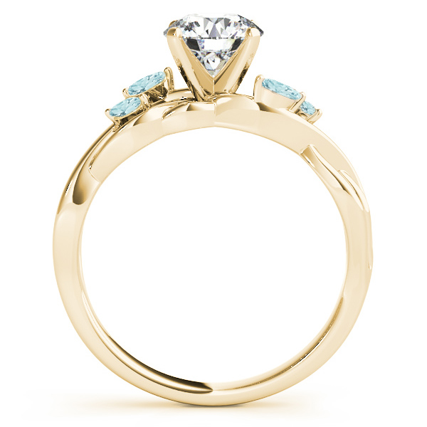 Princess Aquamarines Vine Leaf Engagement Ring 18k Yellow Gold (0.50ct)
