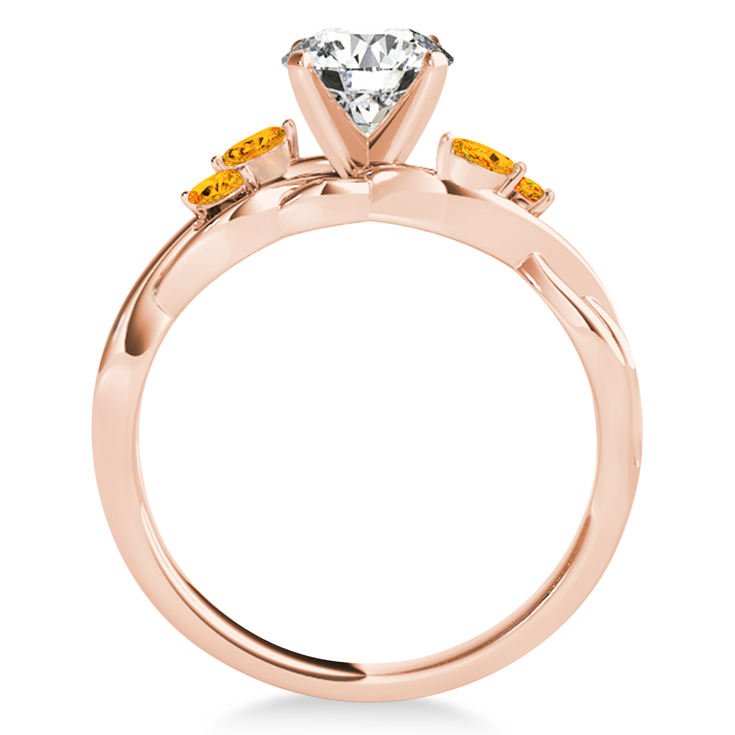 Citrine Marquise Vine Leaf Engagement Ring 14k Rose Gold (0.20ct)