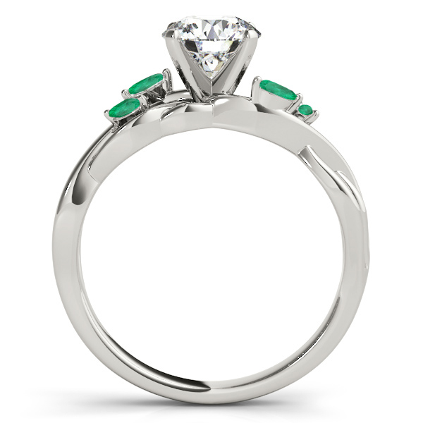 Emerald Marquise Vine Leaf Engagement Ring 14k White Gold (0.20ct)