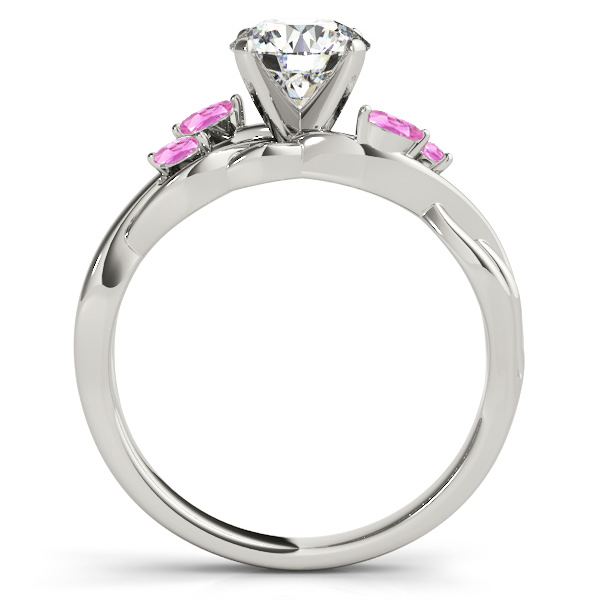 Cushion Pink Sapphires Vine Leaf Engagement Ring 18k White Gold (1.00ct)