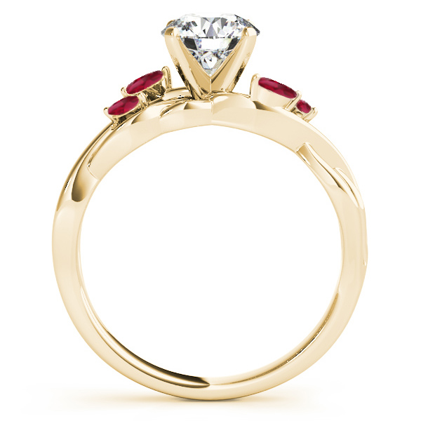 Twisted Princess Rubies Vine Leaf Engagement Ring 14k Yellow Gold (1.00ct)