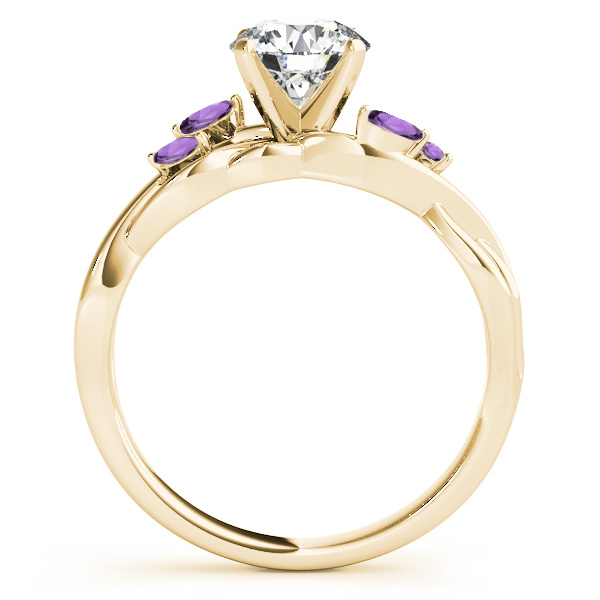 Twisted Cushion Amethysts & Diamonds Bridal Sets 14k Yellow Gold (1.73ct)
