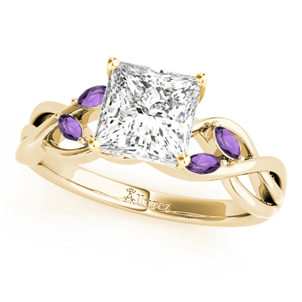 Twisted Princess Amethysts & Diamonds Bridal Sets 14k Yellow Gold (0.73ct)