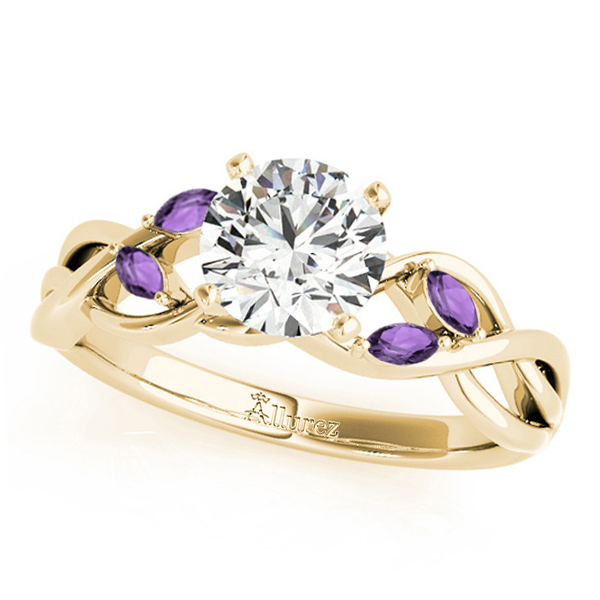 Twisted Round Amethysts & Diamonds Bridal Sets 14k Yellow Gold (1.73ct)