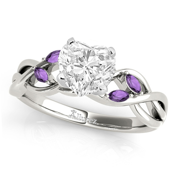 Twisted Heart Amethysts & Diamonds Bridal Sets Platinum (1.23ct)