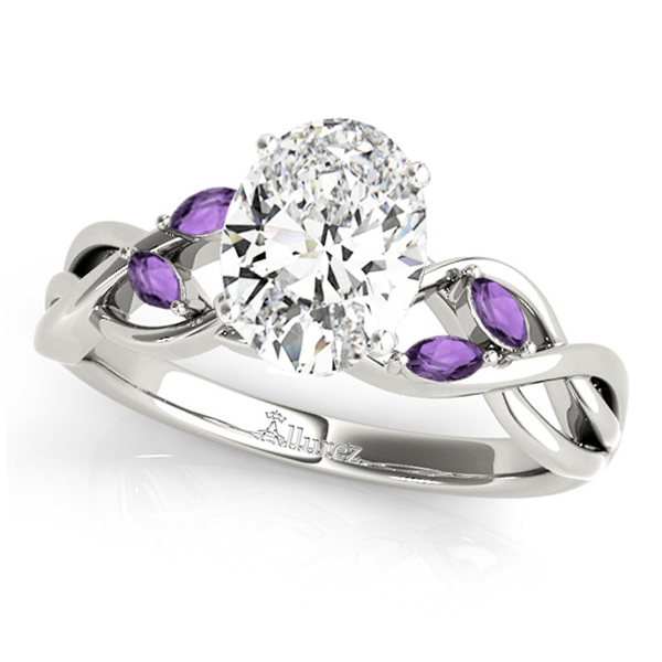 Twisted Oval Amethysts & Diamonds Bridal Sets Platinum (1.23ct)