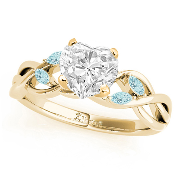 Twisted Heart Aquamarines & Diamonds Bridal Sets 14k Yellow Gold (1.73ct)