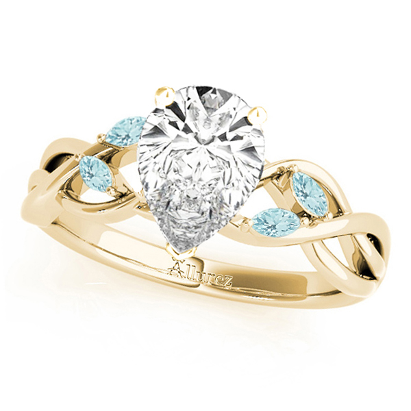 Twisted Pear Aquamarines & Diamonds Bridal Sets 14k Yellow Gold (1.23ct)