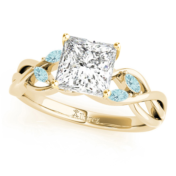 Twisted Princess Aquamarines & Diamonds Bridal Sets 18k Yellow Gold (0.73ct)