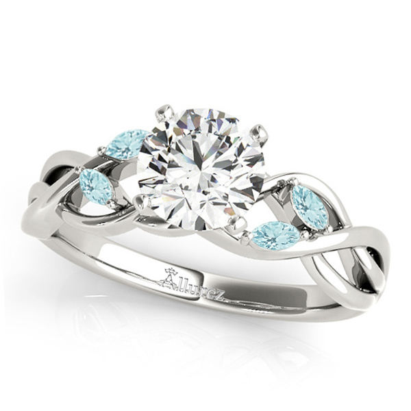 Twisted Round Aquamarines & Diamonds Bridal Sets Platinum (1.73ct)