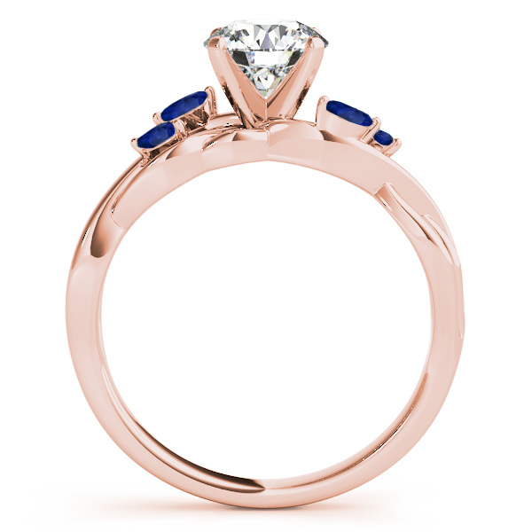 Twisted Round Blue Sapphires & Moissanites Bridal Sets 14k Rose Gold (1.73ct)