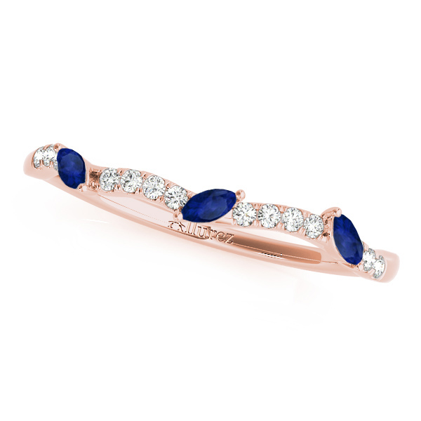 Twisted Round Blue Sapphires & Diamonds Bridal Sets 14k Rose Gold (1.23ct)