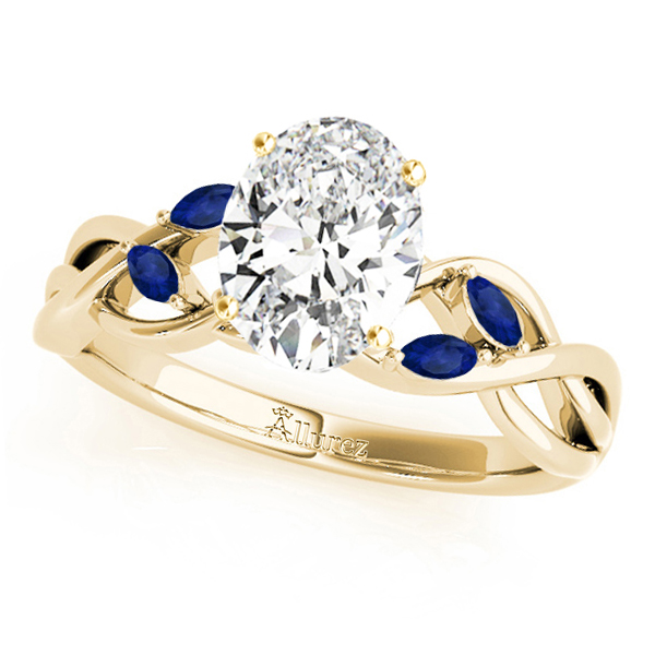 Twisted Oval Blue Sapphires & Diamonds Bridal Sets 14k Yellow Gold (1.73ct)