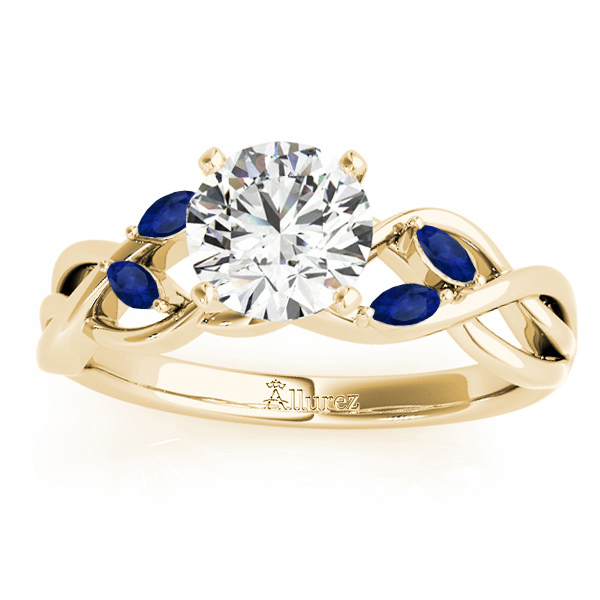 Marquise Blue Sapphire & Diamond Bridal Set Setting 14k Yellow Gold (0.43ct)