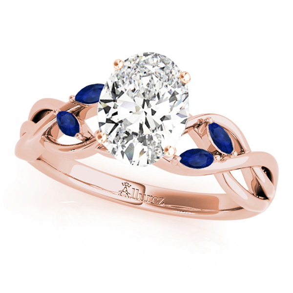 Twisted Oval Blue Sapphires & Diamonds Bridal Sets 18k Rose Gold (1.73ct)