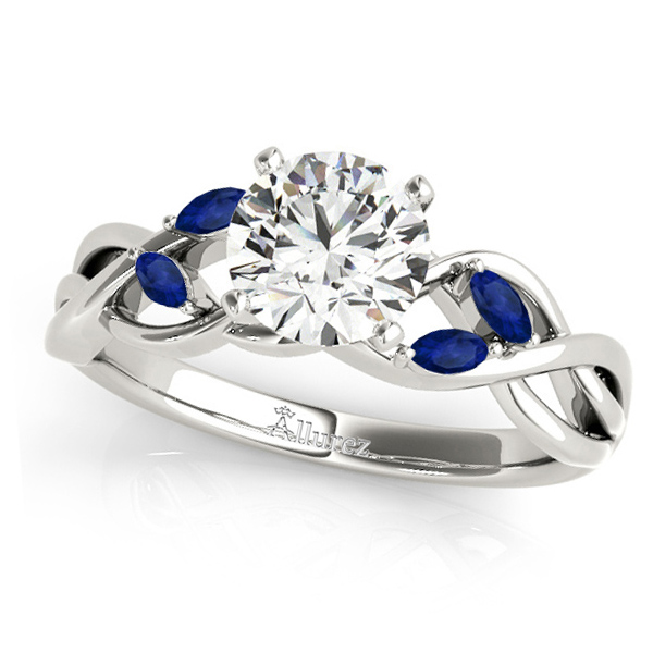 Twisted Round Blue Sapphires & Moissanites Bridal Sets 18k White Gold (1.23ct)