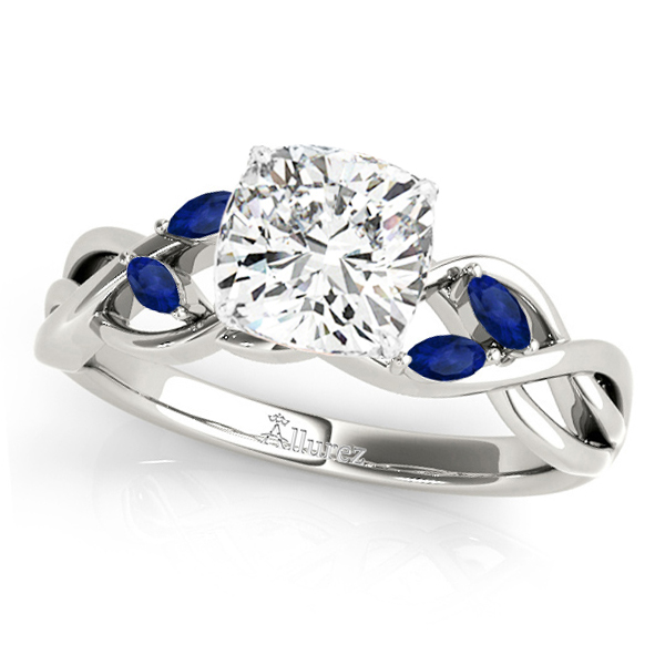 Twisted Cushion Blue Sapphires & Diamonds Bridal Sets Platinum (1.73ct)