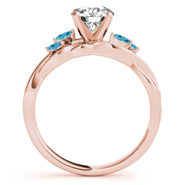 Twisted Round Blue Topazes & Diamonds Bridal Sets 14k Rose Gold (0.73ct)