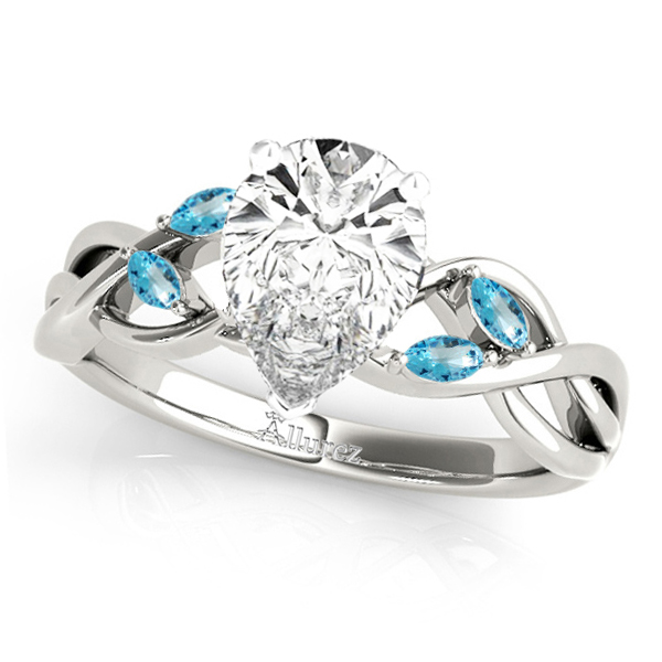 Twisted Pear Blue Topazes & Diamonds Bridal Sets 14k White Gold (1.73ct)