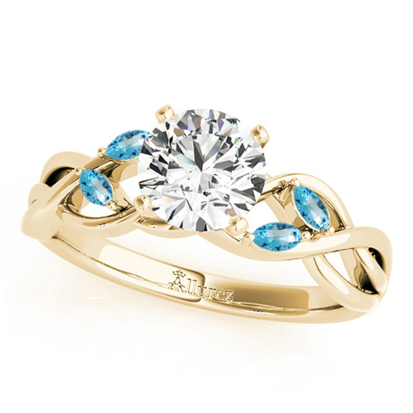 Twisted Round Blue Topazes & Diamonds Bridal Sets 14k Yellow Gold (1.23ct)