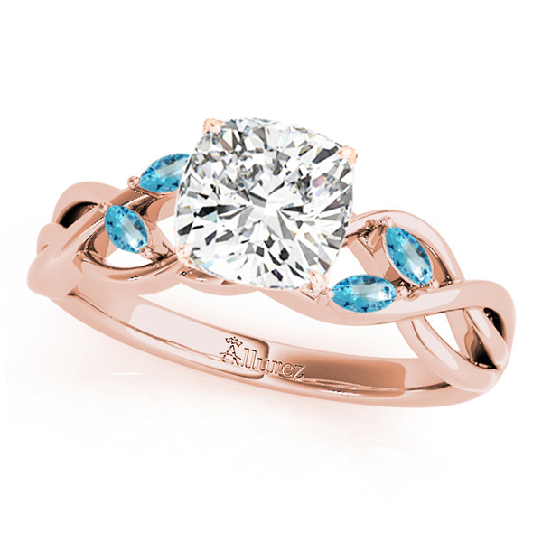Twisted Cushion Blue Topazes & Diamonds Bridal Sets 18k Rose Gold (1.73ct)