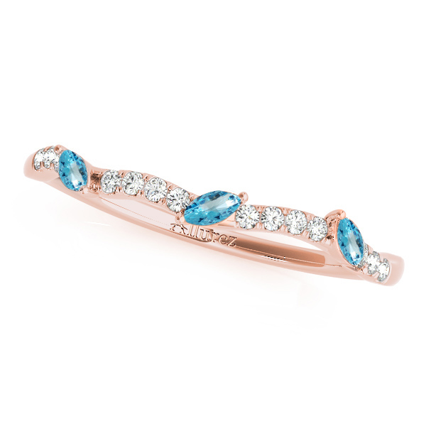 Twisted Round Blue Topazes & Diamonds Bridal Sets 18k Rose Gold (1.73ct)