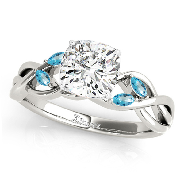 Twisted Cushion Blue Topazes & Diamonds Bridal Sets Platinum (1.73ct)
